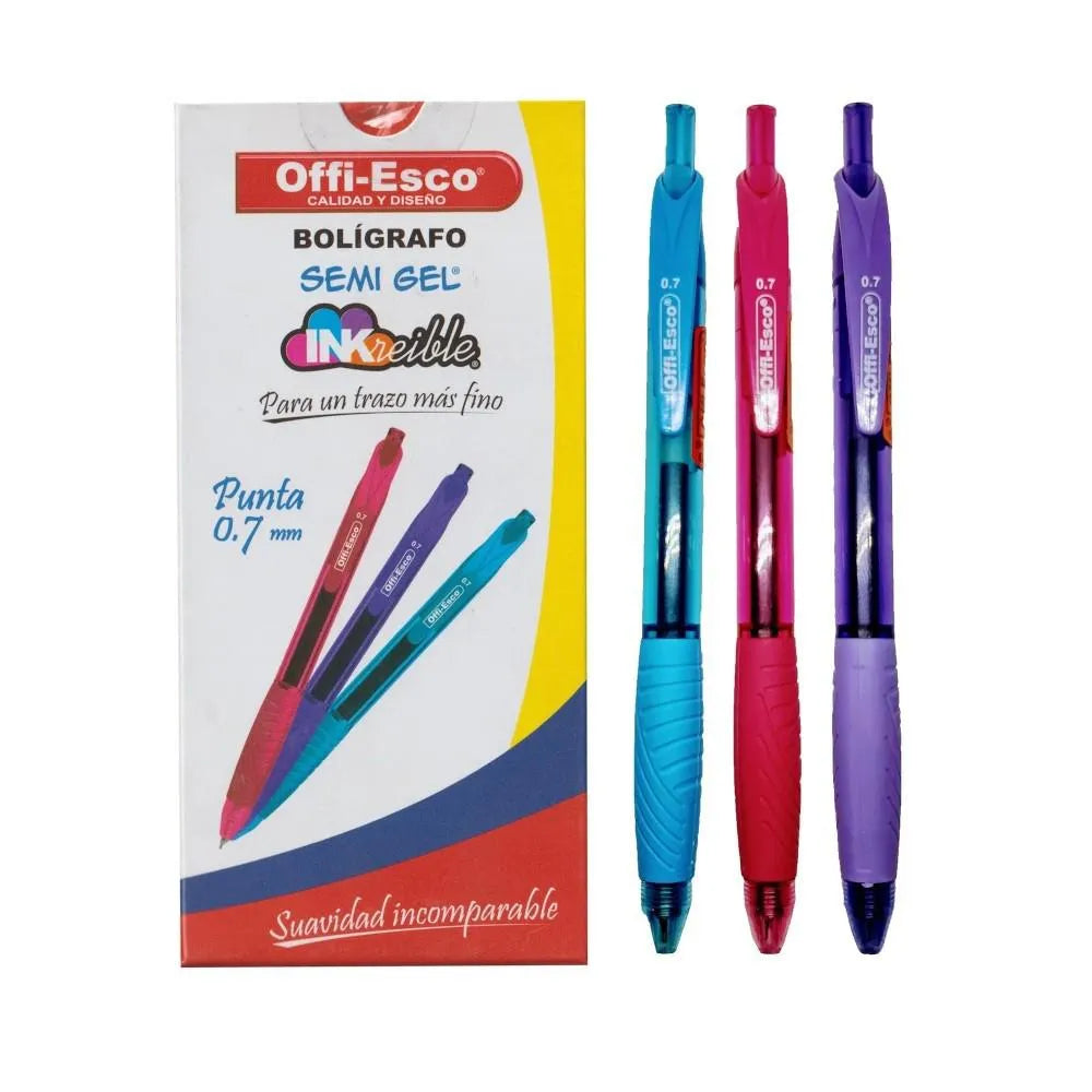Bolígrafo Retráctil Semi Gel Offi-Esco OE-051 (0.7 mm)