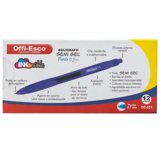 Bolígrafo Retráctil Semi Gel Offi-Esco OE-051 (0.7 mm)