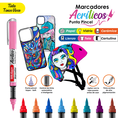Marcador Acrílico Punta Pincel OE-580-12 - Offi-Esco