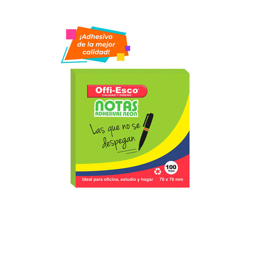 Notas Adhesivas Offi-Esco OE-360 Neón - PQ x 100 hojas