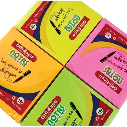 Notas Adhesivas Offi-Esco OE-360 Neón - PQ x 100 hojas