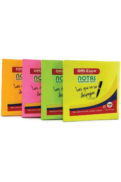 Notas Adhesivas Offi-Esco OE-360 Neón - PQ x 100 hojas