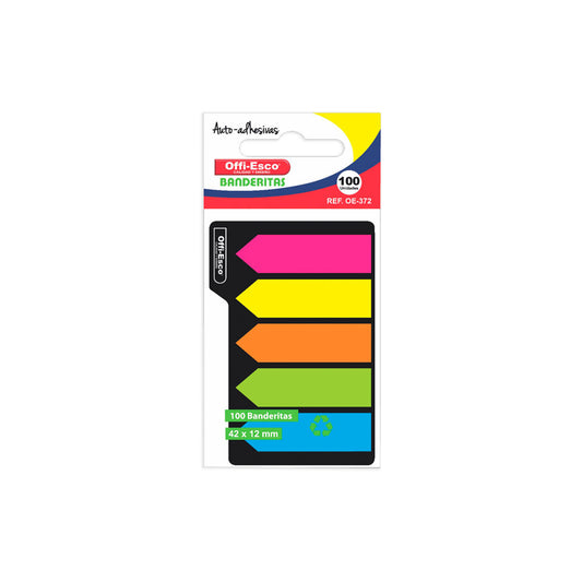 Banderitas Adhesivas Offi-Esco OE-372 Neón - PQ x 100 hojas